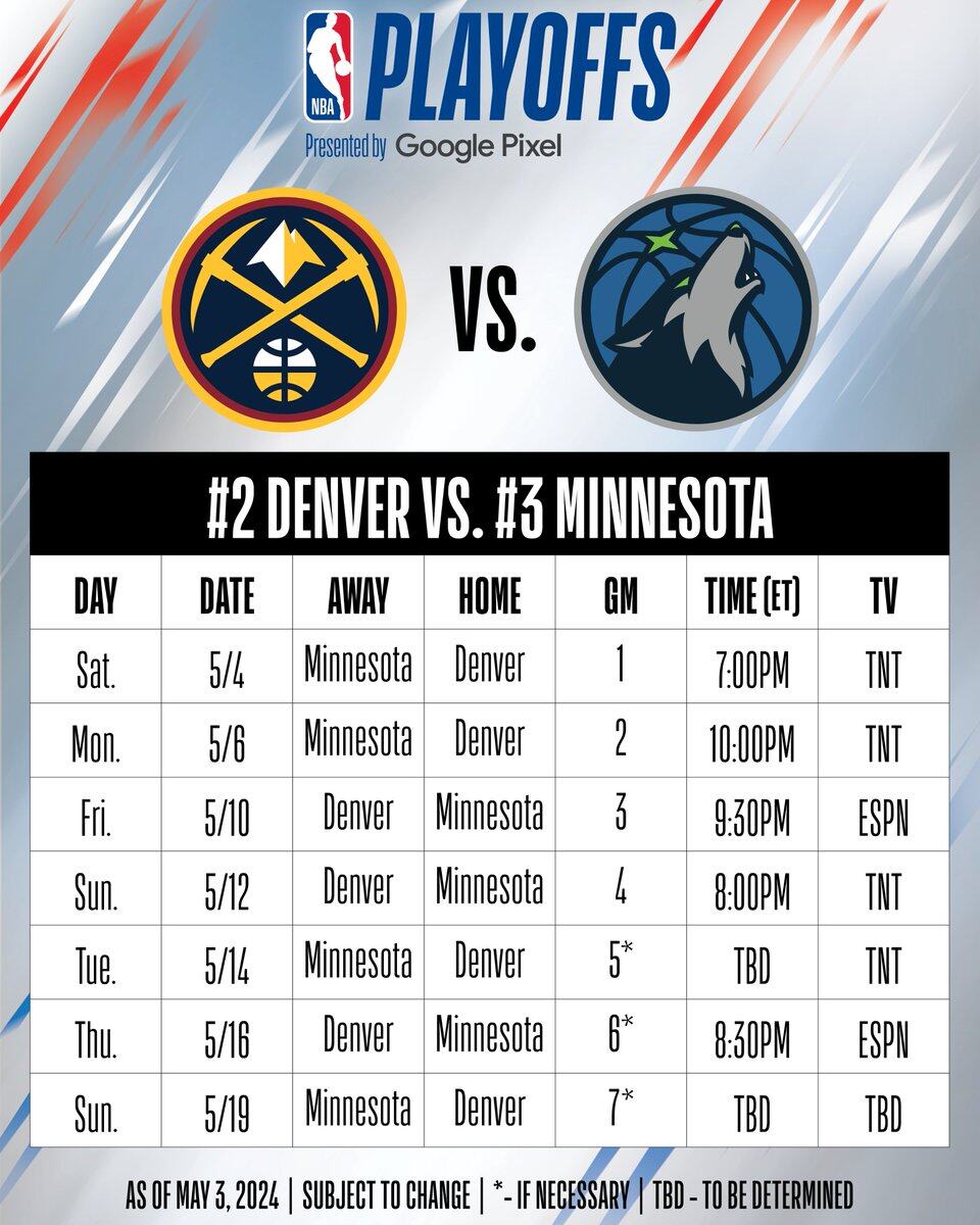 NBA东西部决赛赛程公布